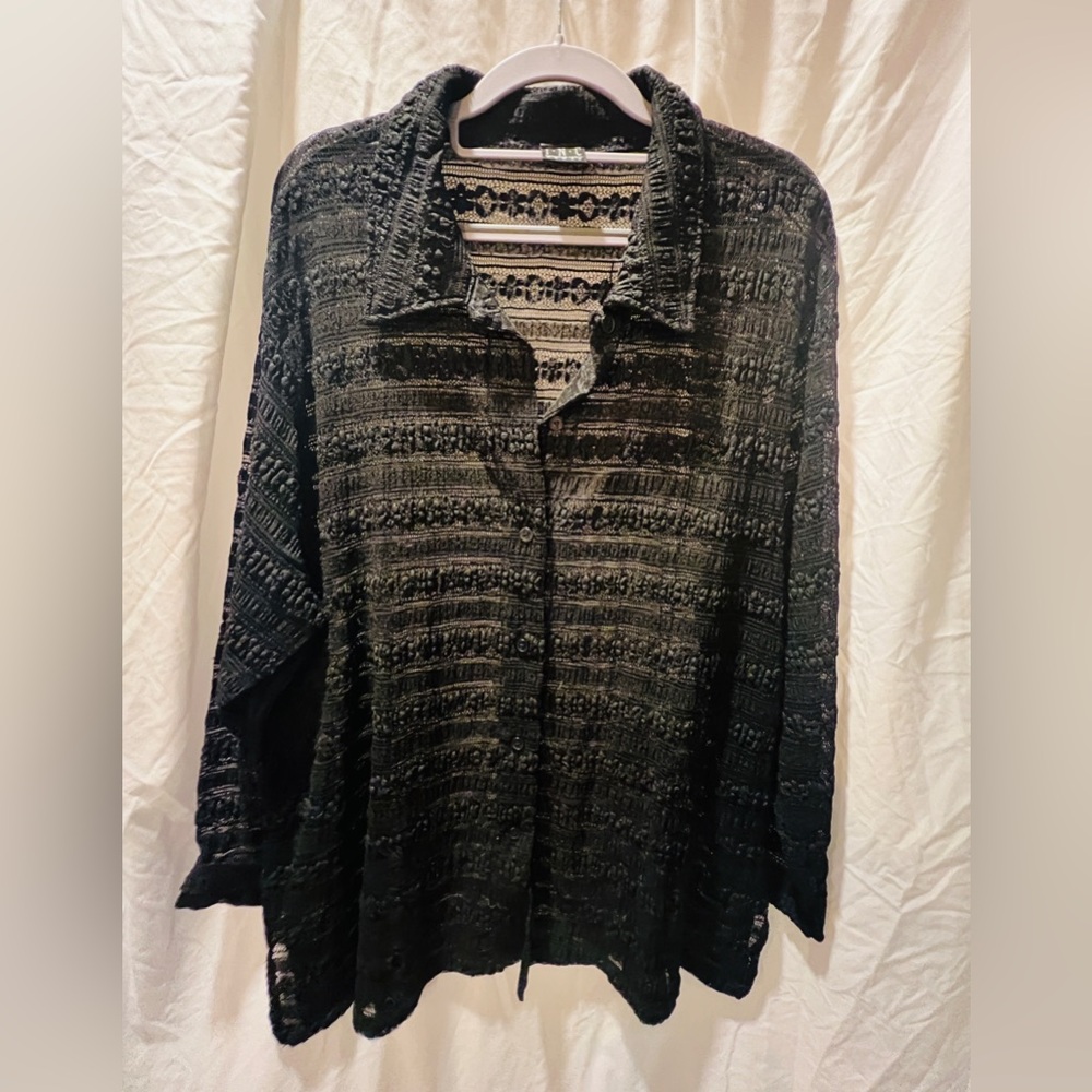 Sheer lace like oversized blouse